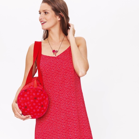 DONATED! NWT Sun Dress Pom Pom Trim! Red & Orange Summer La Fiance du Mekong - Picture 7 of 8